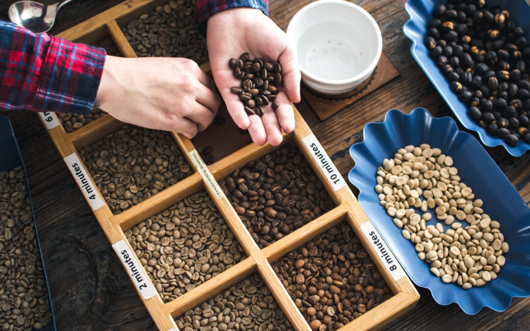 Coffee beans roasted for specific times